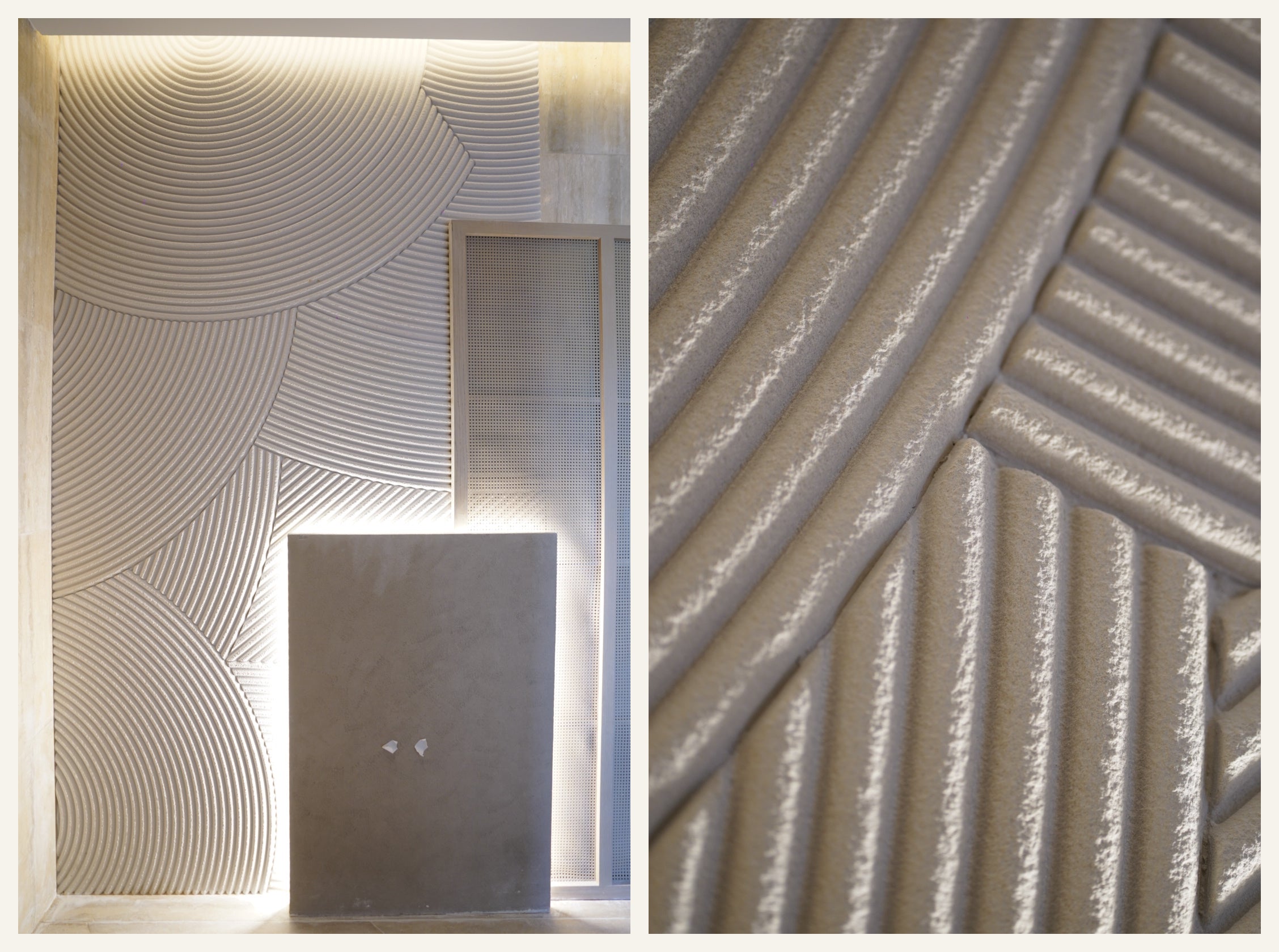 Stonework installation and detail, collage 2