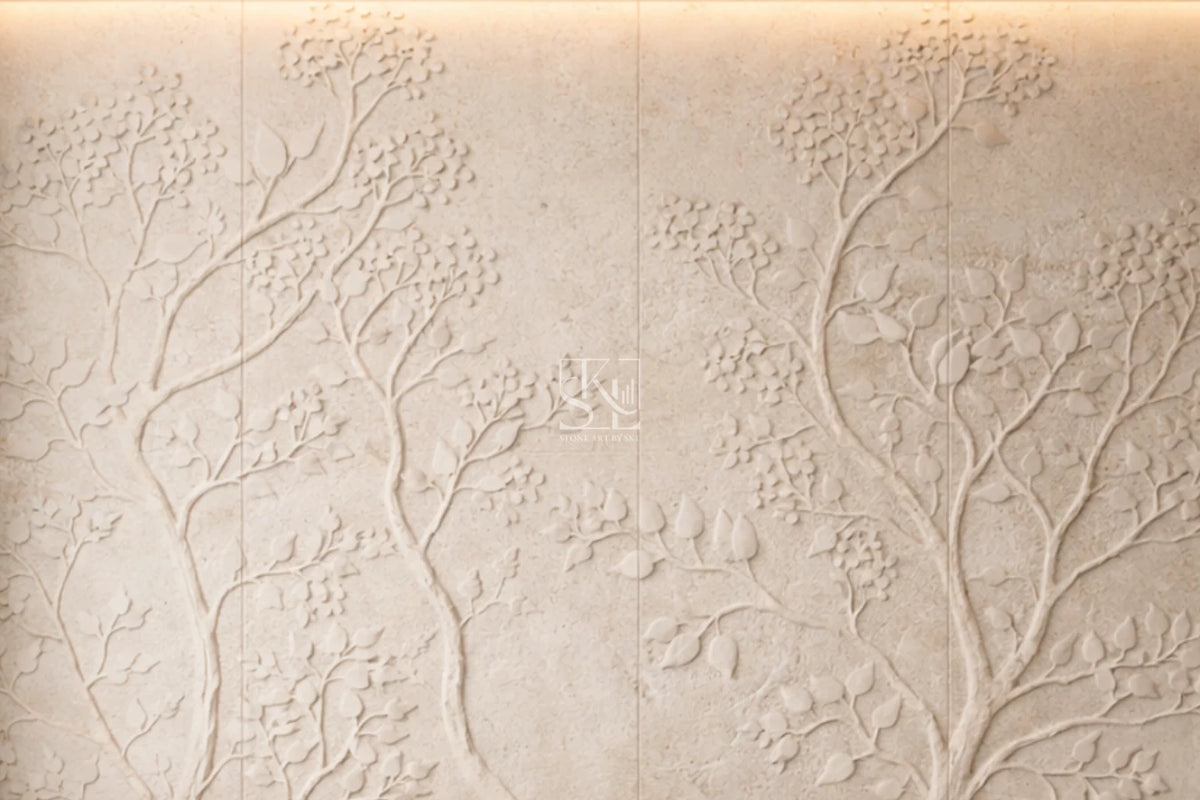 Modern Tree Relief Design Stone Wall Cladding