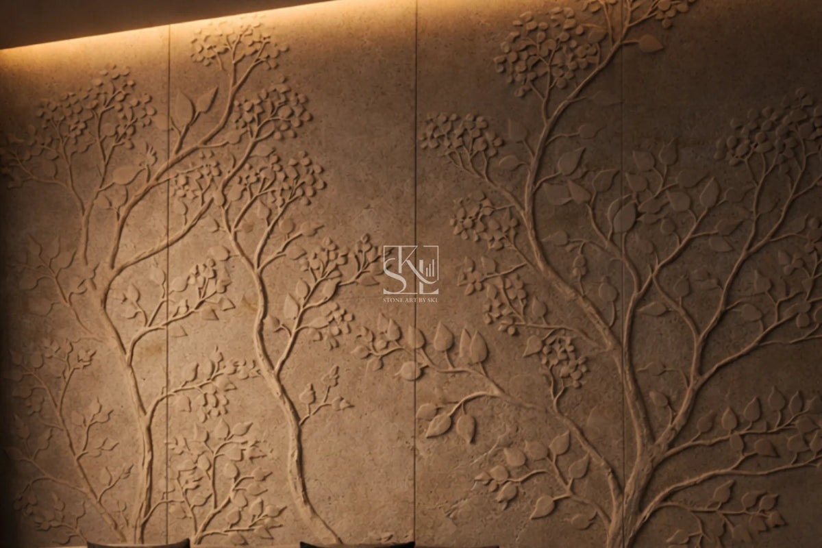 Modern Tree Relief Design Stone Wall Cladding