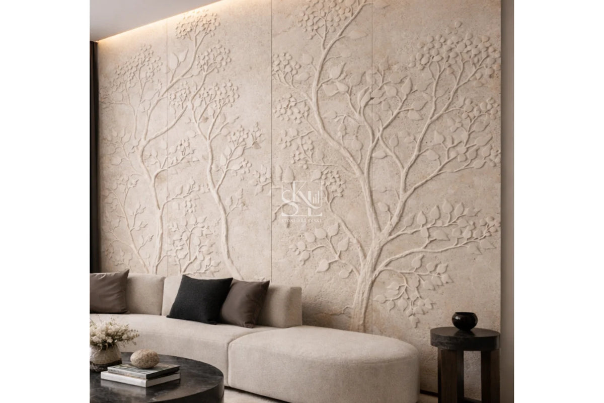 Modern Tree Relief Design Stone Wall Cladding