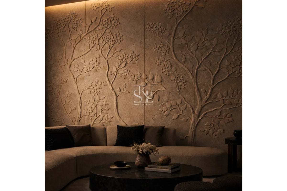 Modern Tree Relief Design Stone Wall Cladding