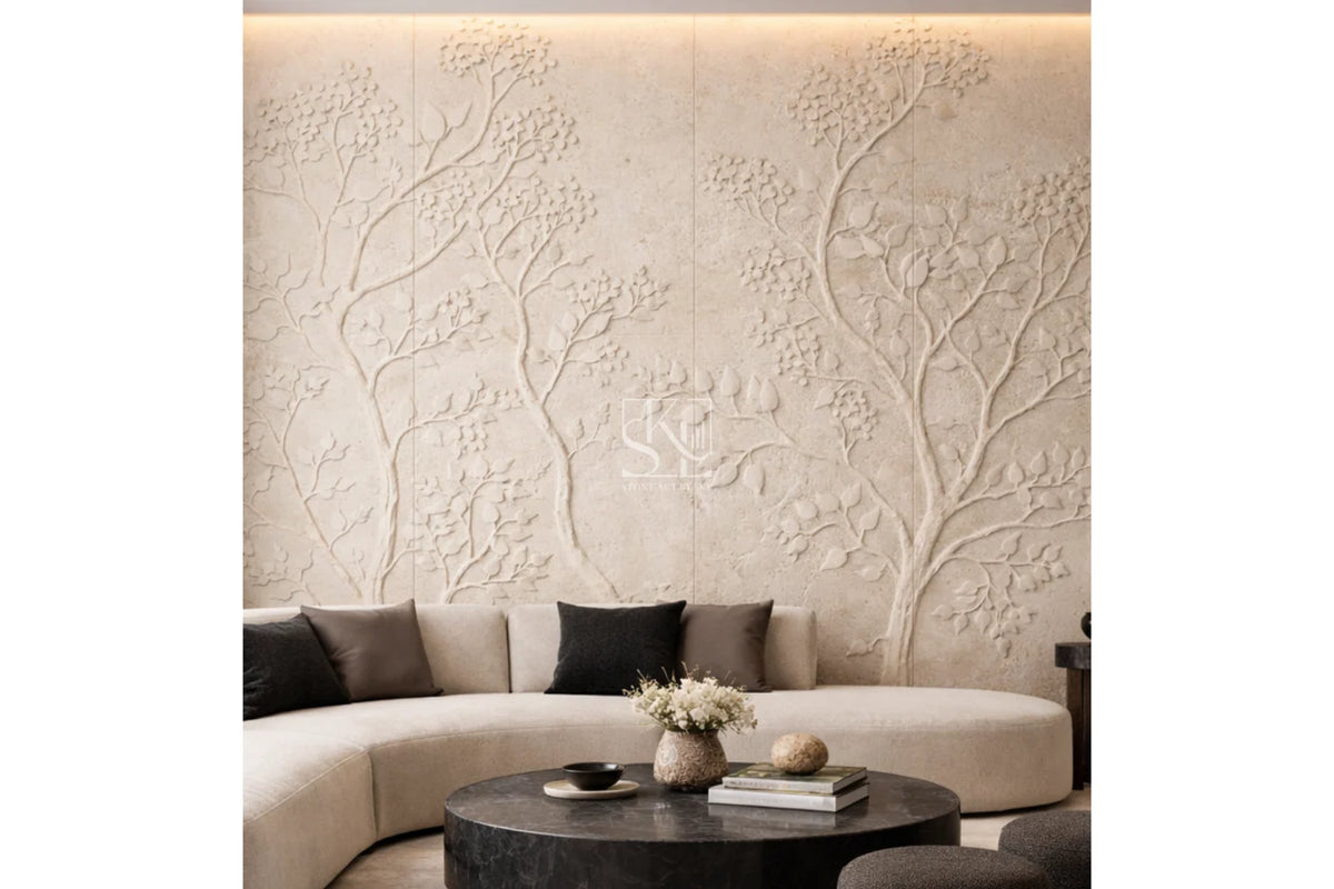 Modern Tree Relief Design Stone Wall Cladding